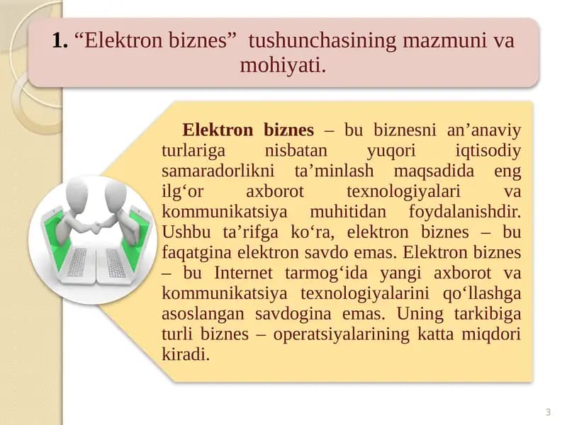 Elektron biznes amalga oshirishning asosiy sohalari