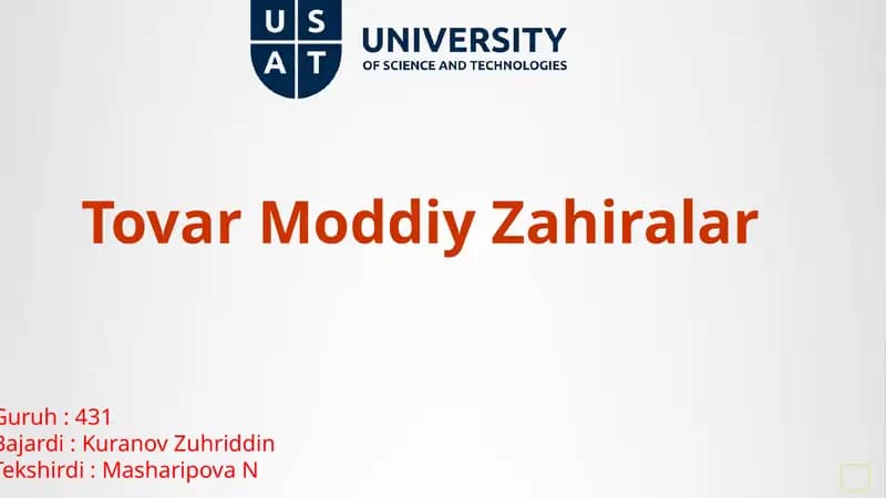 TOVAR MODDIY ZAHIRA NIMA? TARKIBI VA XUSUSIYATLARI.