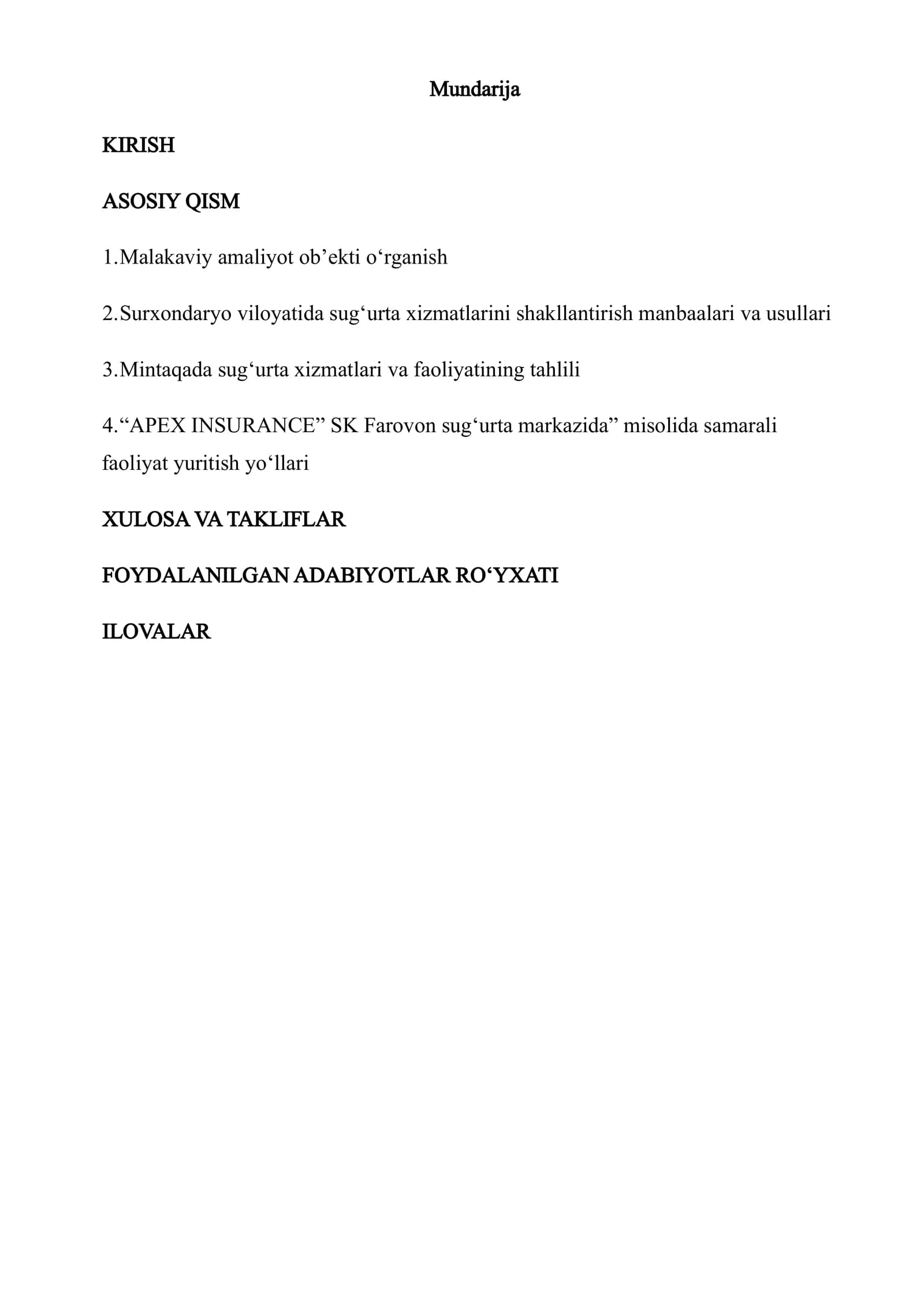 APEX SUGURTA HISOBOTI