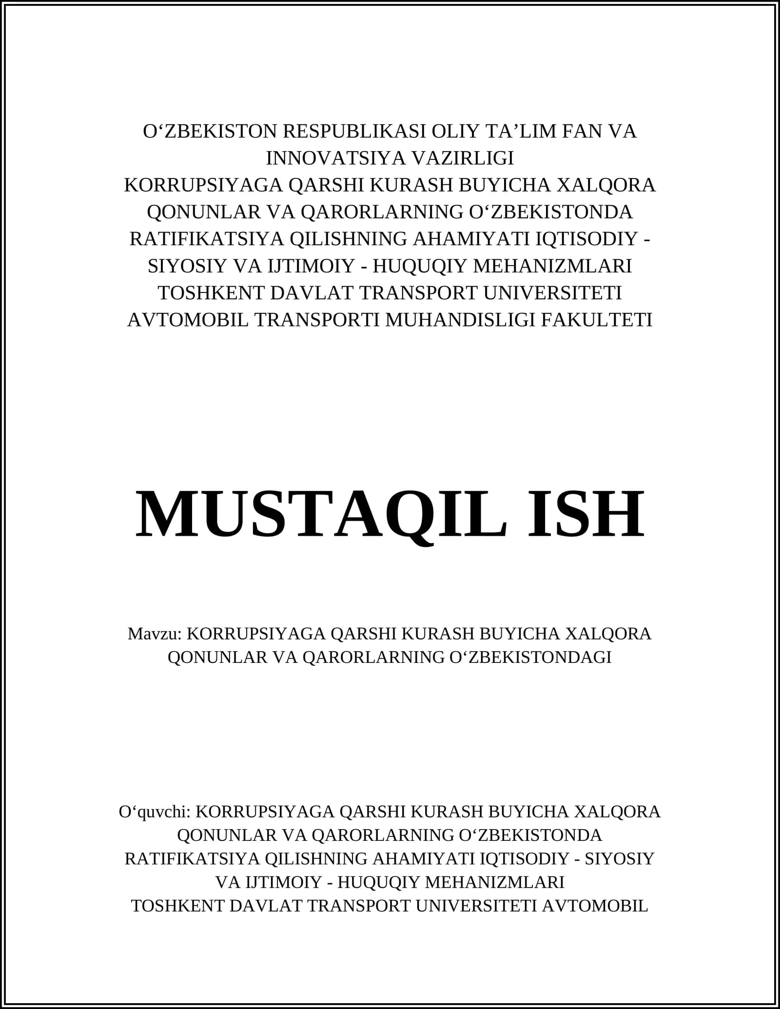 MUSTAQIL ISH
