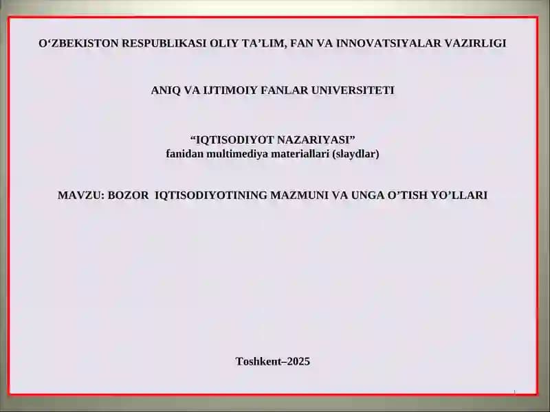 BOZOR IQTISODIYOTI