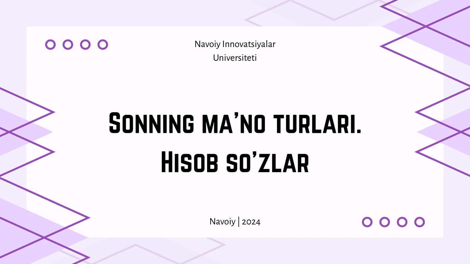 Sonning ma'noturlari. Hisob so'zlar