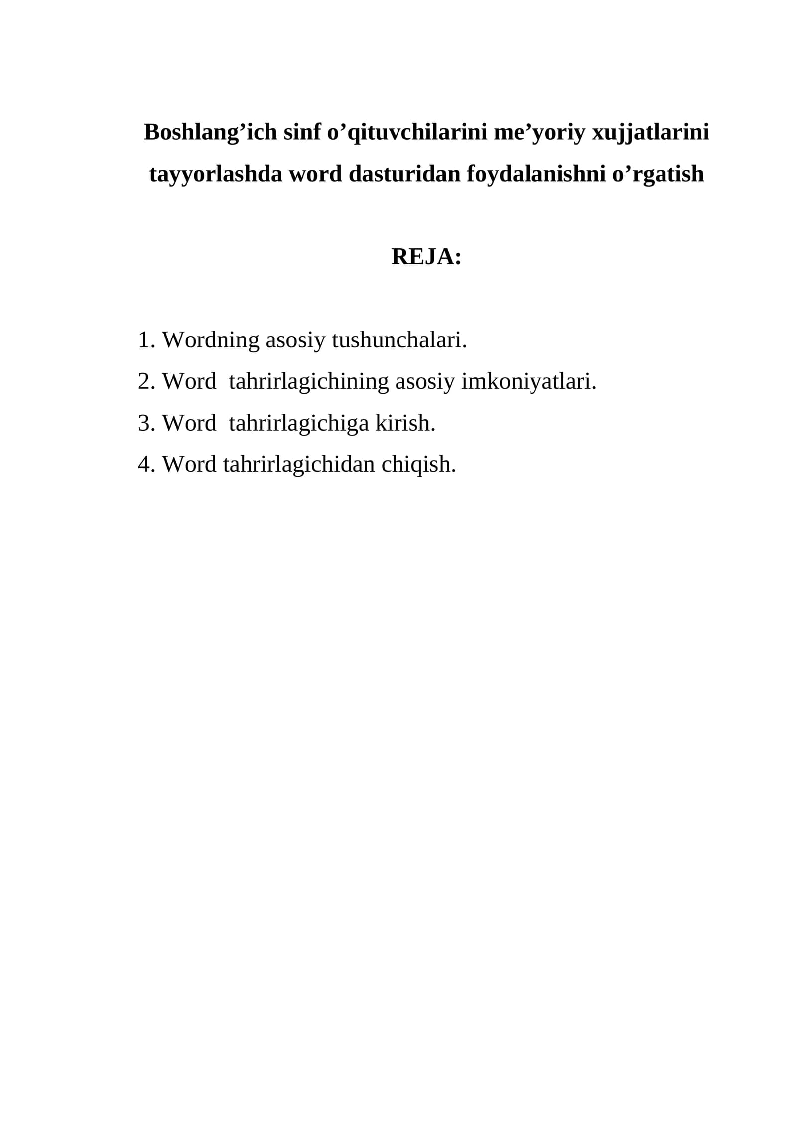 Wordning asosiy tushunchalari