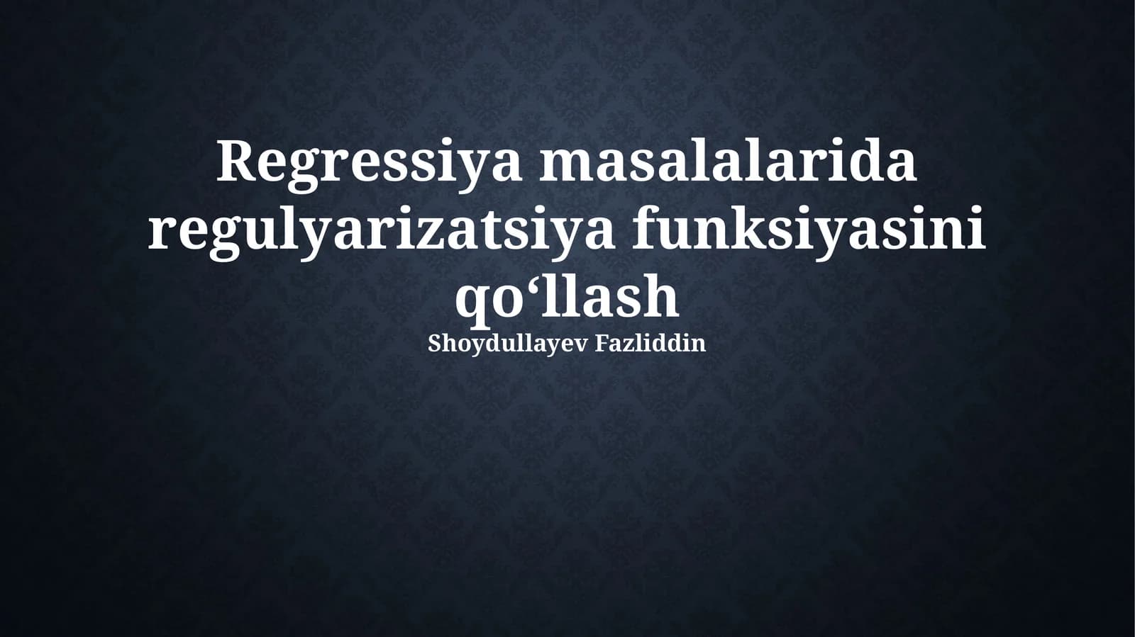 Regressiya masalalarida regulyarizatsiya funksiyasini qo‘llash
