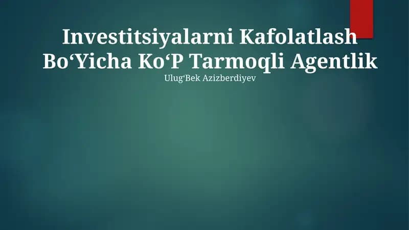 Investitsiyalarni Kafolatlash BoʻYicha KoʻP Tarmoqli Agentlik