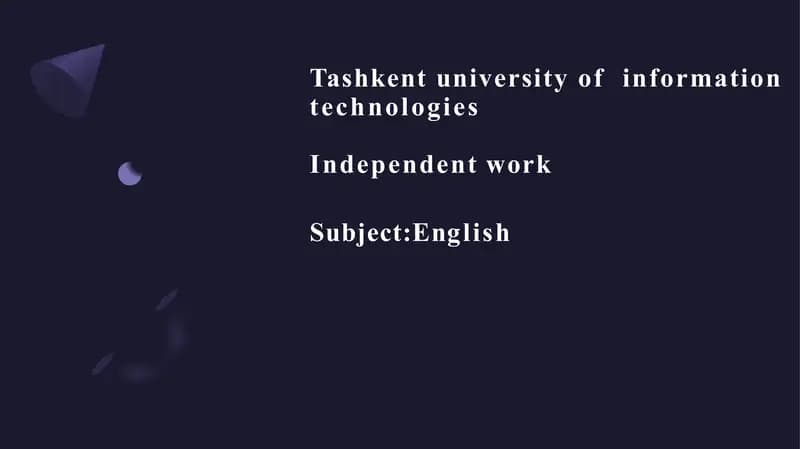 Independent Work Subject: English