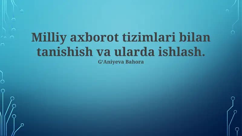 NIS dan Ma'lumotlar Tahlili va Talqini