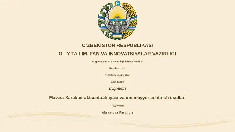 Xarakter aktsentuatsiyasi va uni meyyorlashtirish usullari