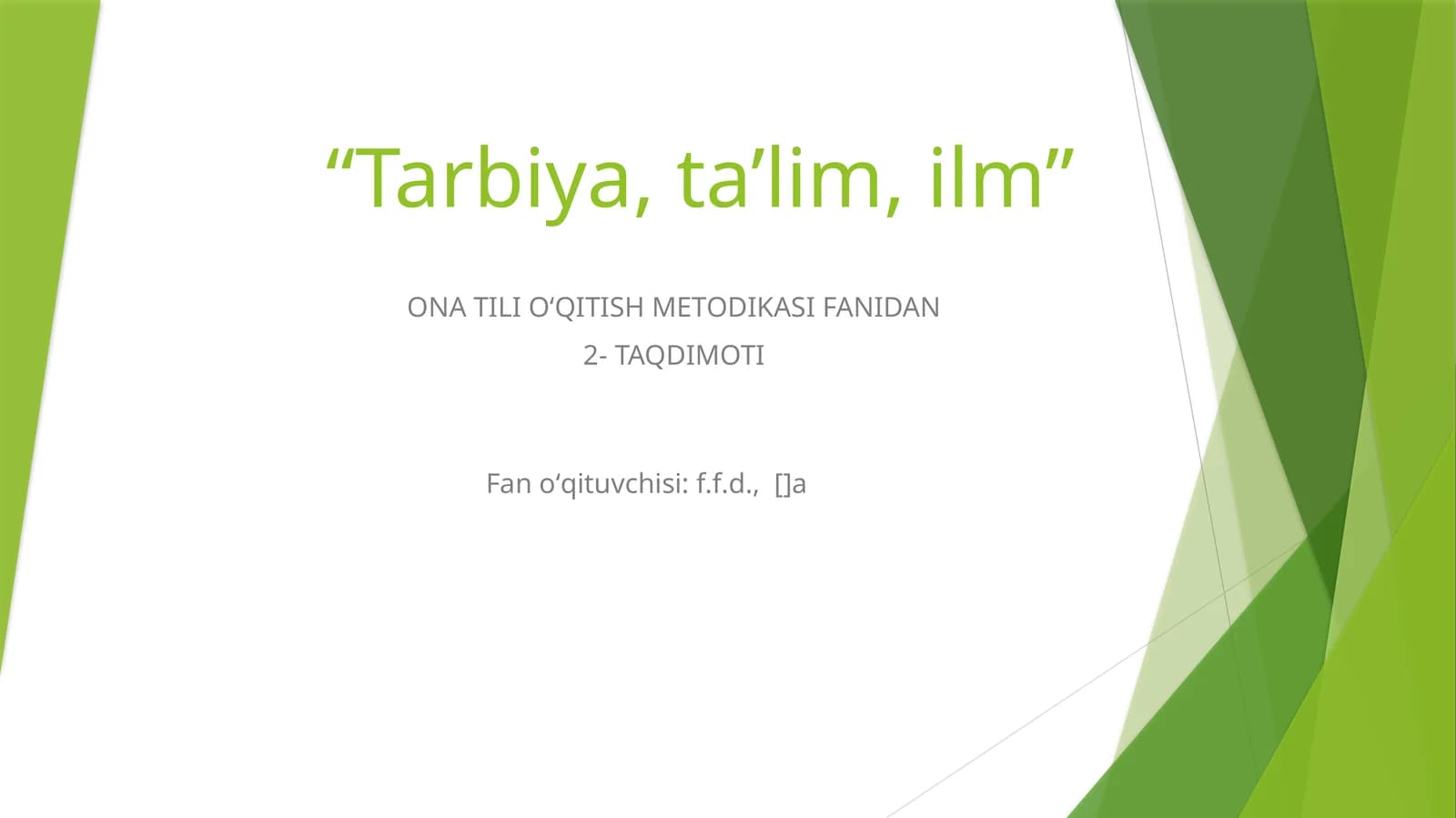 ONA TILI OʻQITISH METODIKASI FANIDAN 2- TAQDIMOTI