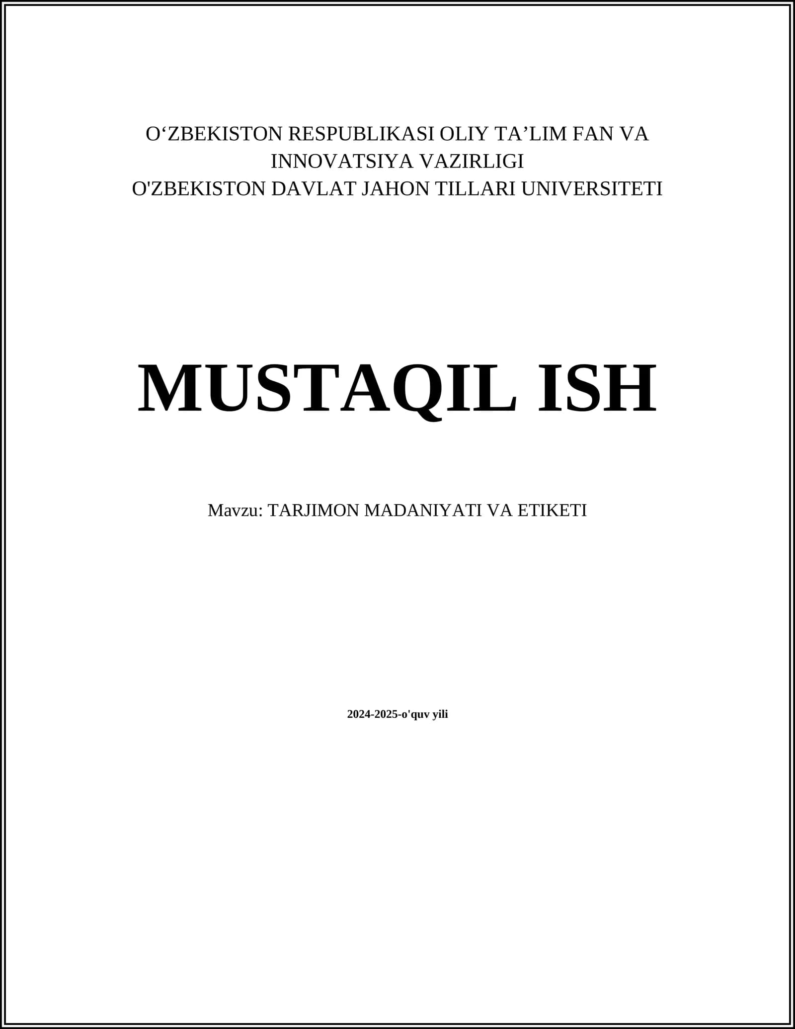 TARJIMON MADANIYATI VA ETIKETI