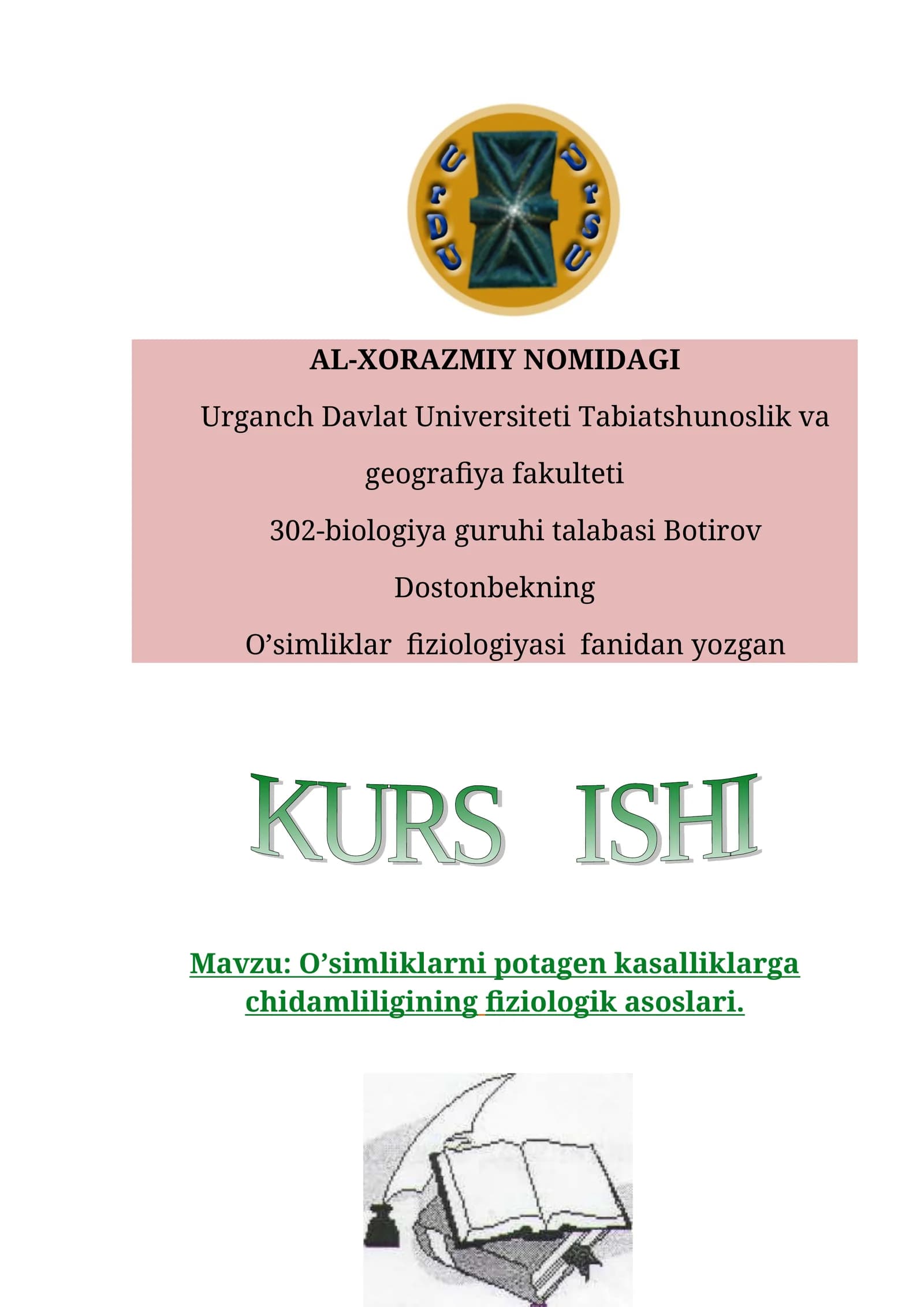 O’simliklar fiziologiyasi fanidan kurs ishi