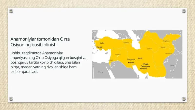 Ahamoniylar tomonidan O'rta Osiyoning bosib olinishi