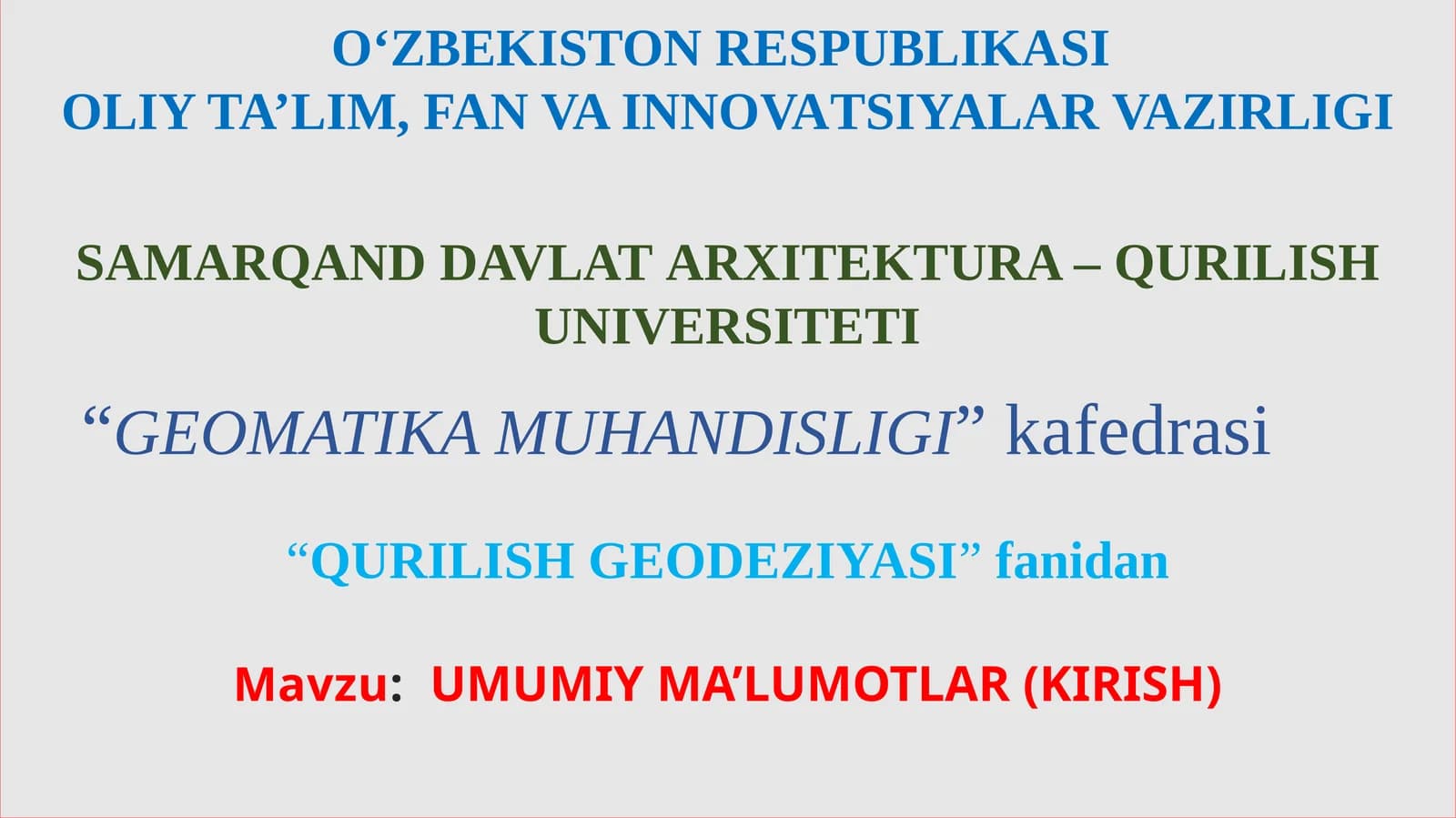 Qurilish Geodeziyasi