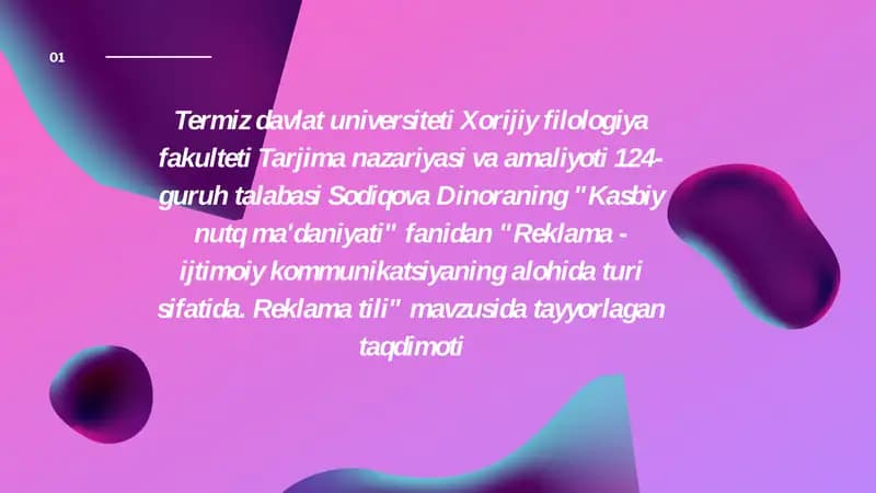 Reklama tili slayd