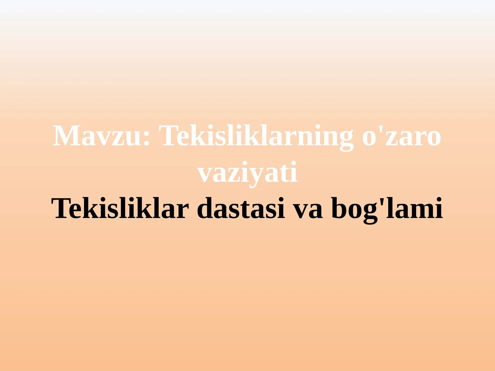 Tekisliklarning o'zarovaziyati