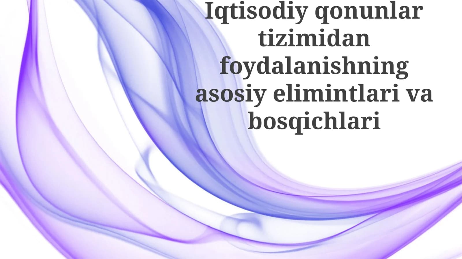 Iqtisodiy Qonunlar Tizimidan Foydalanishning Asosiy Elementlari