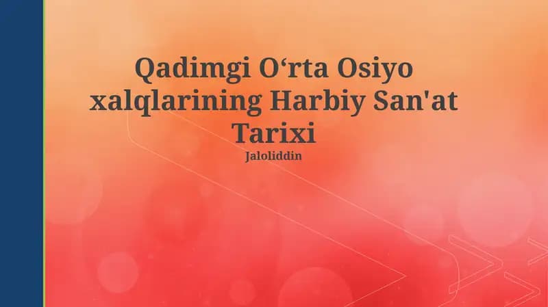 Qadimgi Oʻrta Osiyo xalqlarining Harbiy San'at Tarixi