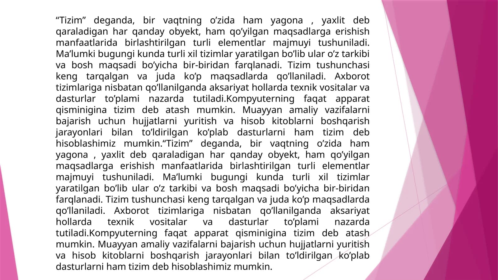 Turlariga ko'ra tizimlar