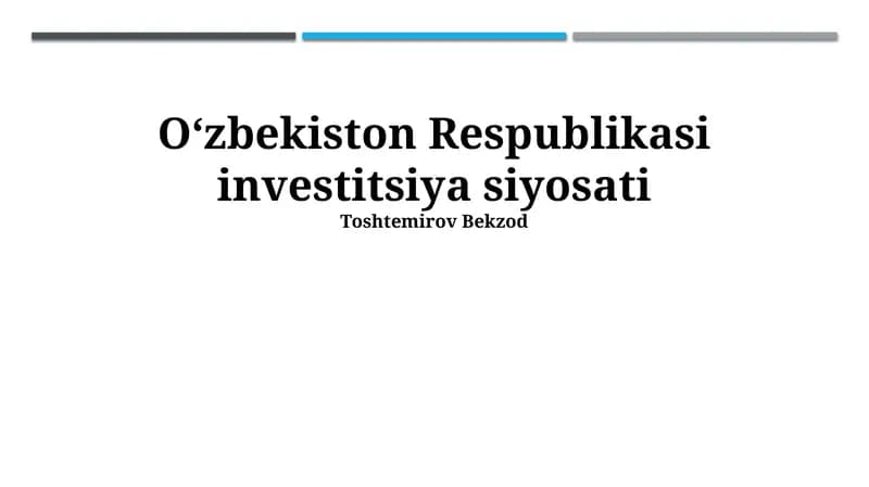 Investitsiya loyihalarini baholash va tanlash mexanizmlari