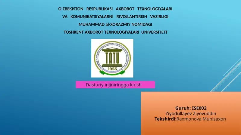 Dasturiy injiniringga kirish