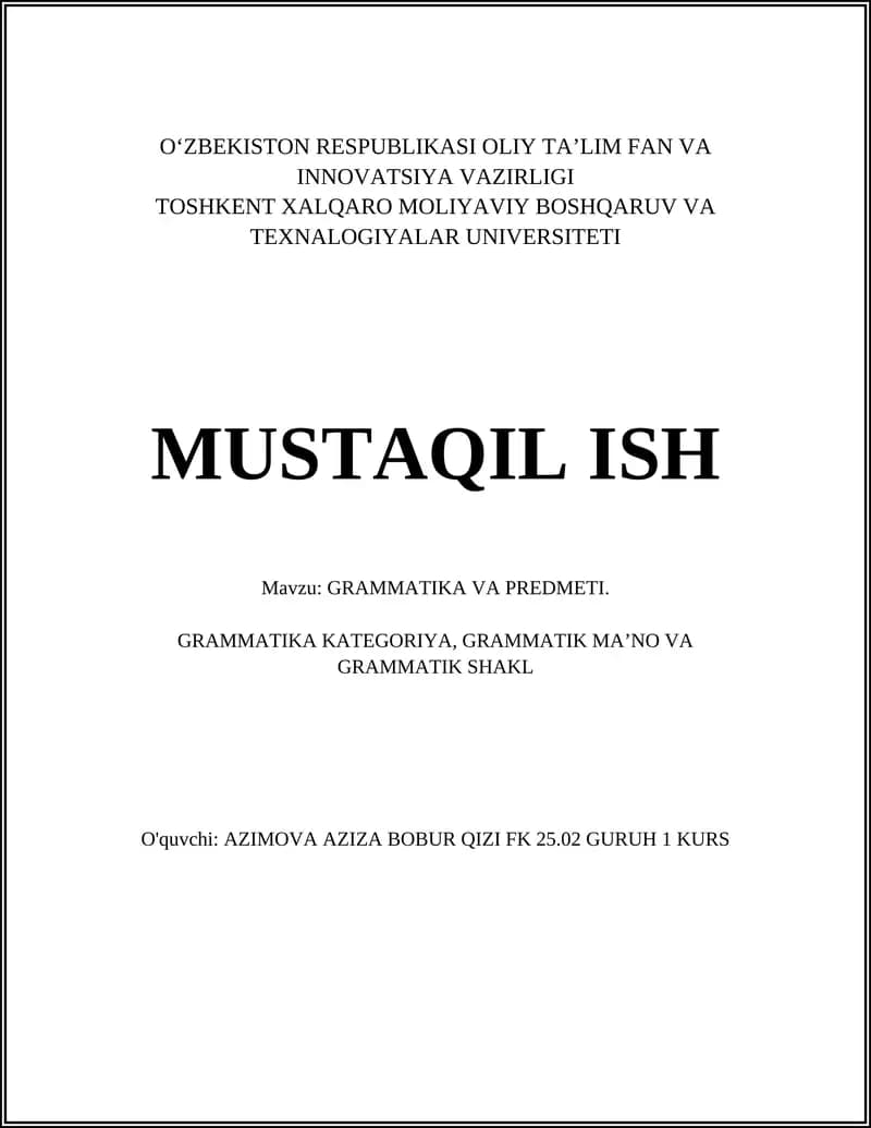GRAMMATIKA VA PREDMETI