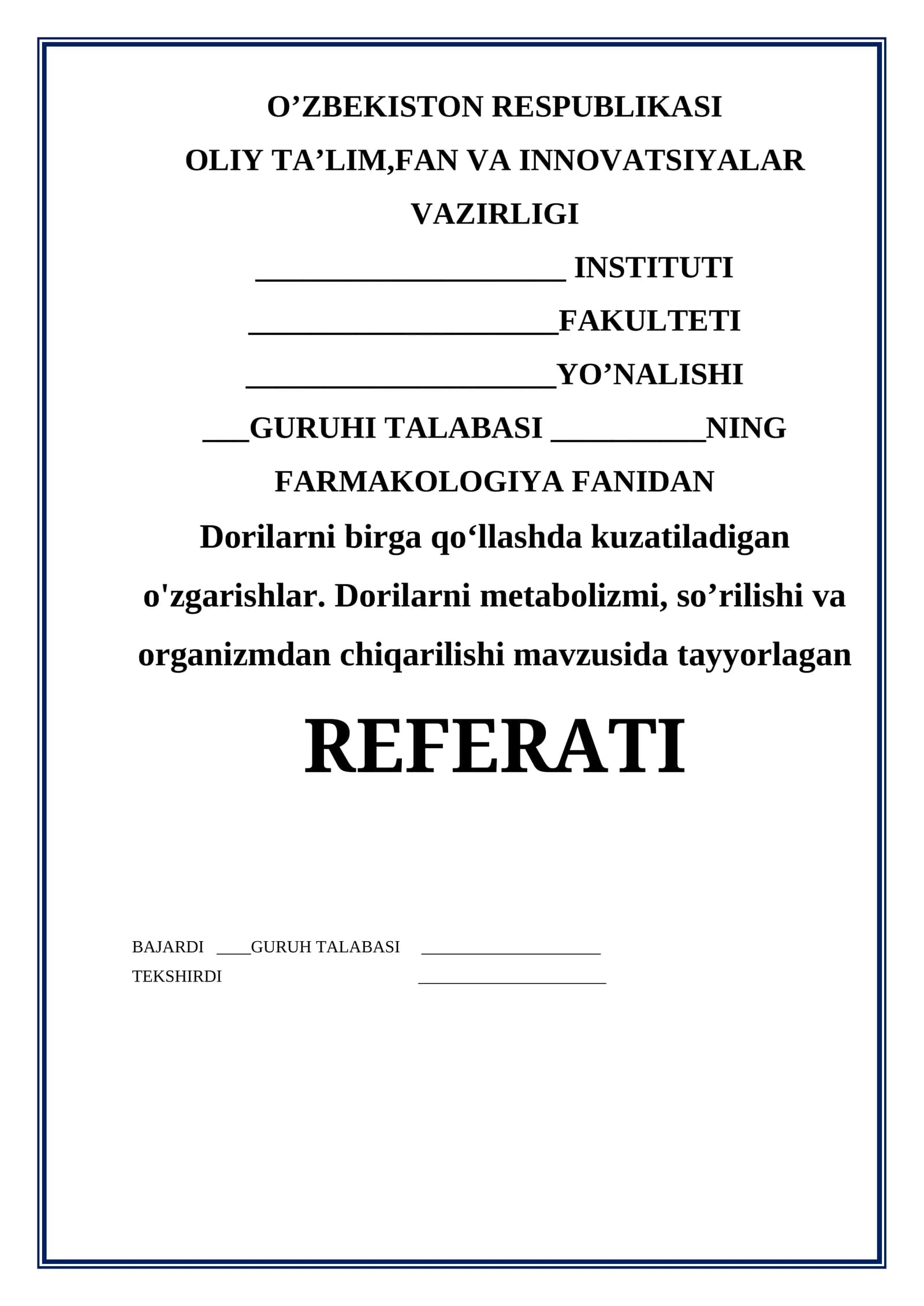 Dorilarni birga qo‘llashda kuzatiladigan o'zgarishlar