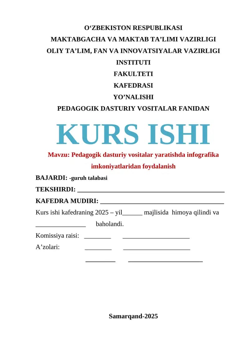 Pedagogik dasturiy vositalar yaratishda infografika imkoniyatlaridan foydalanish