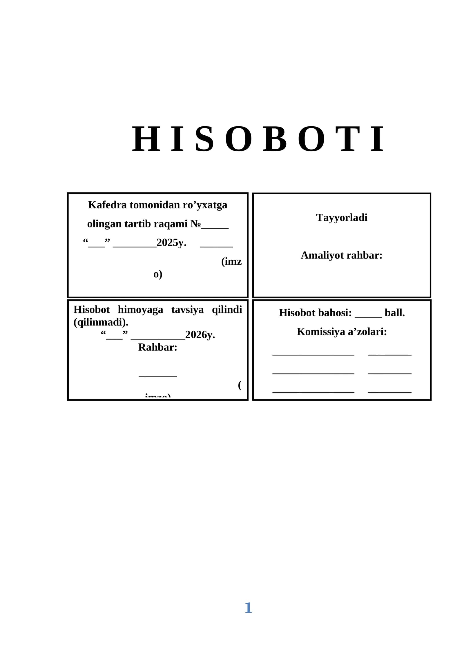 Byudjet hisobi va nazorati faoliyatini tashkil etish amaliyot hisoboti.