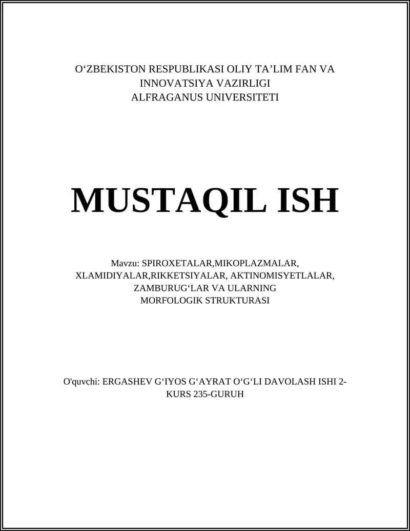 Spiroxetalar, Mikoplazmalar, Xlamidiyalar