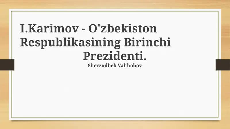 I. Karimovning tarjimai holi va Prezidentlikka kelishi