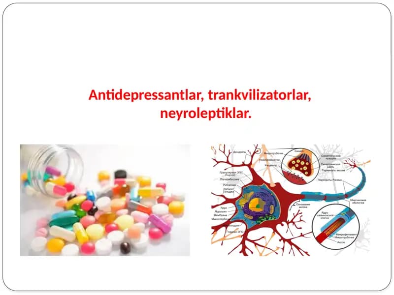 Antidepressantlar, trankvilizatorlar, neyroleptiklar