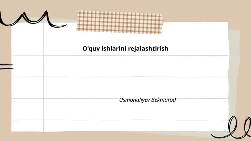 O'quv ishlarini rejalashtirish