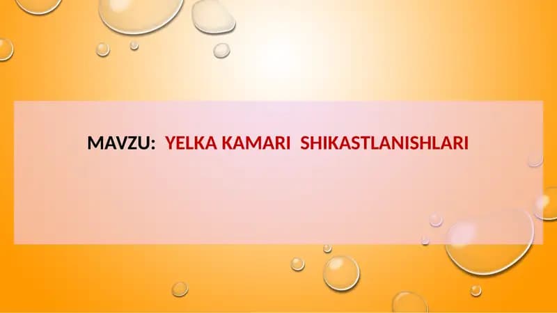 Yelka Kamari Shikastlanishlari