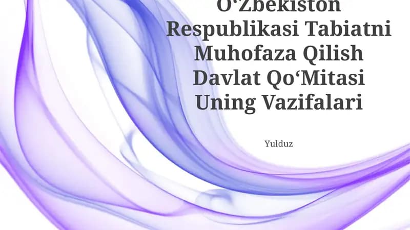 Oʻzbekiston Respublikasi Tabiatni Muhofaza Qilish Davlat QoʻMitasi Uning Vazifalari