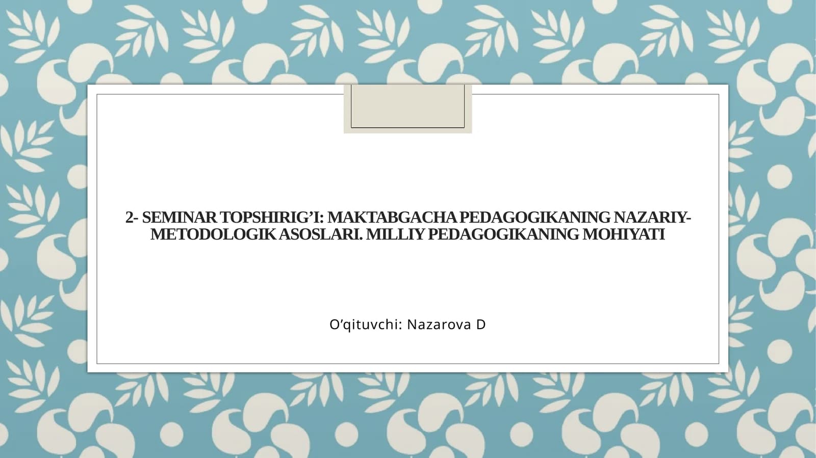 Maktabgacha pedagogika