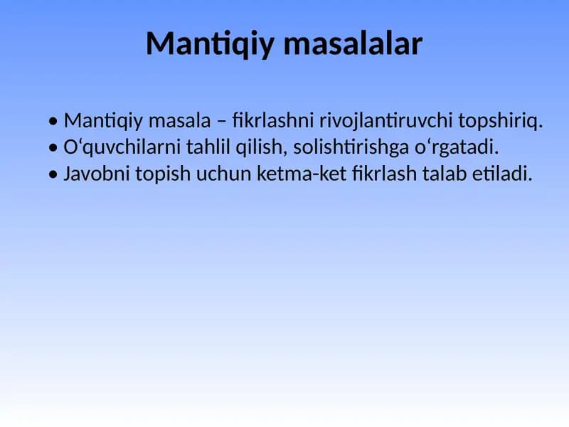 mantiqiy masalalar