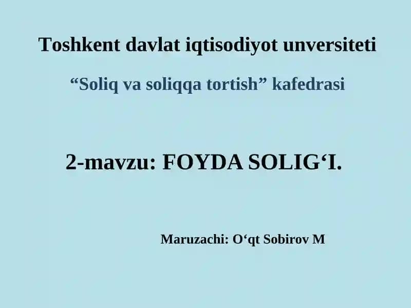 Foyda solig‘i