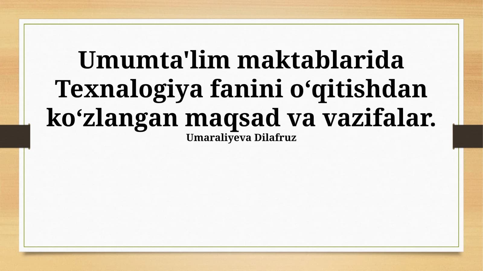 Texnalogiya fanini o‘qitishdan ko‘zlangan maqsad va vazifalar