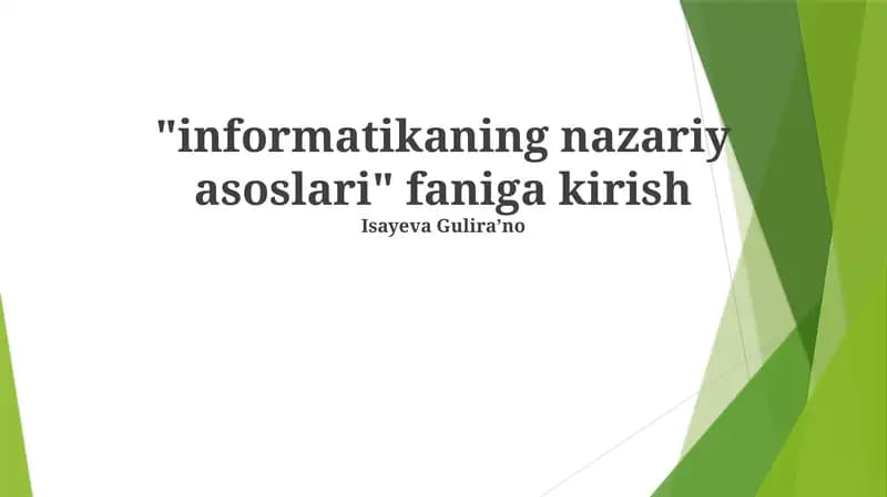 Informatikaning nazariy asoslari