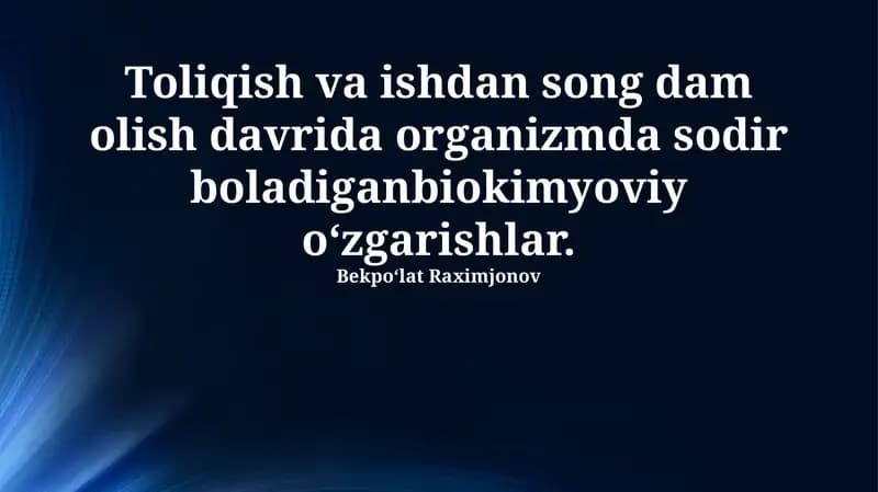 Oqsil sintezi va mushaklarning tiklanishi