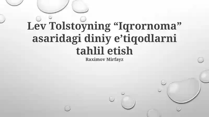 Tolstoyning “Iztirob” asari
