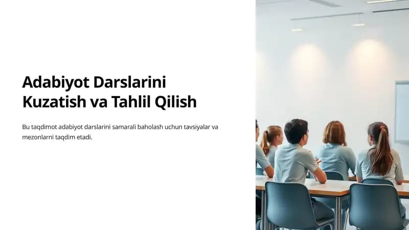 Adabiyot Darslarini Kuzatish va Tahlil Qilish