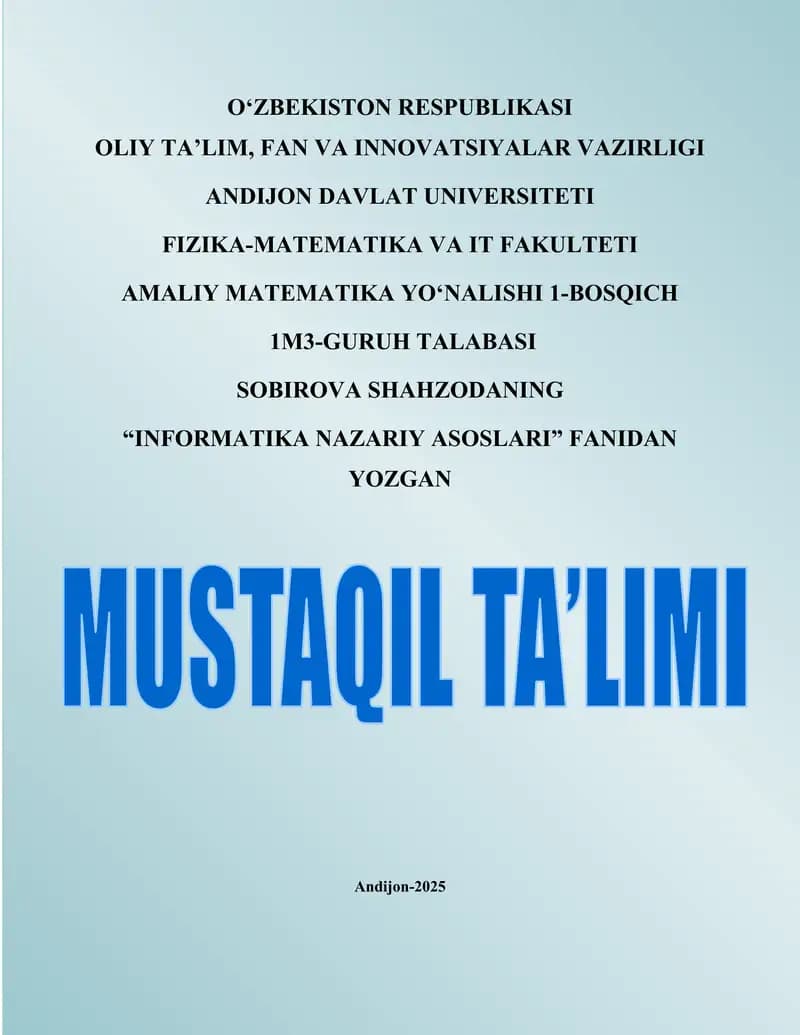 Informatika Nazariy Asoslari
