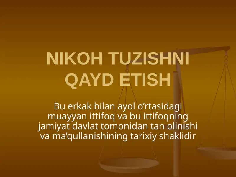 NIKOH TUZISHNI QAYD ETISH
