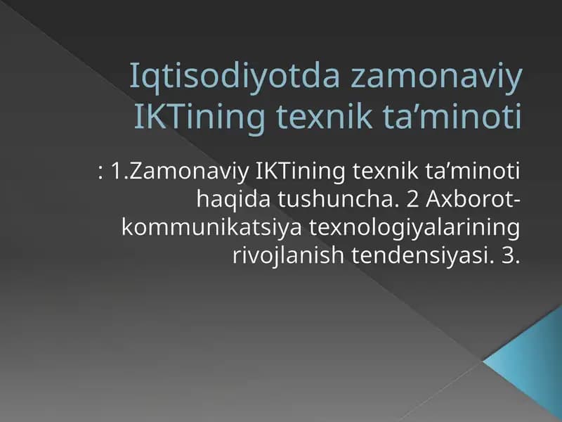 Zamonaviy IKTining texnik ta’minoti