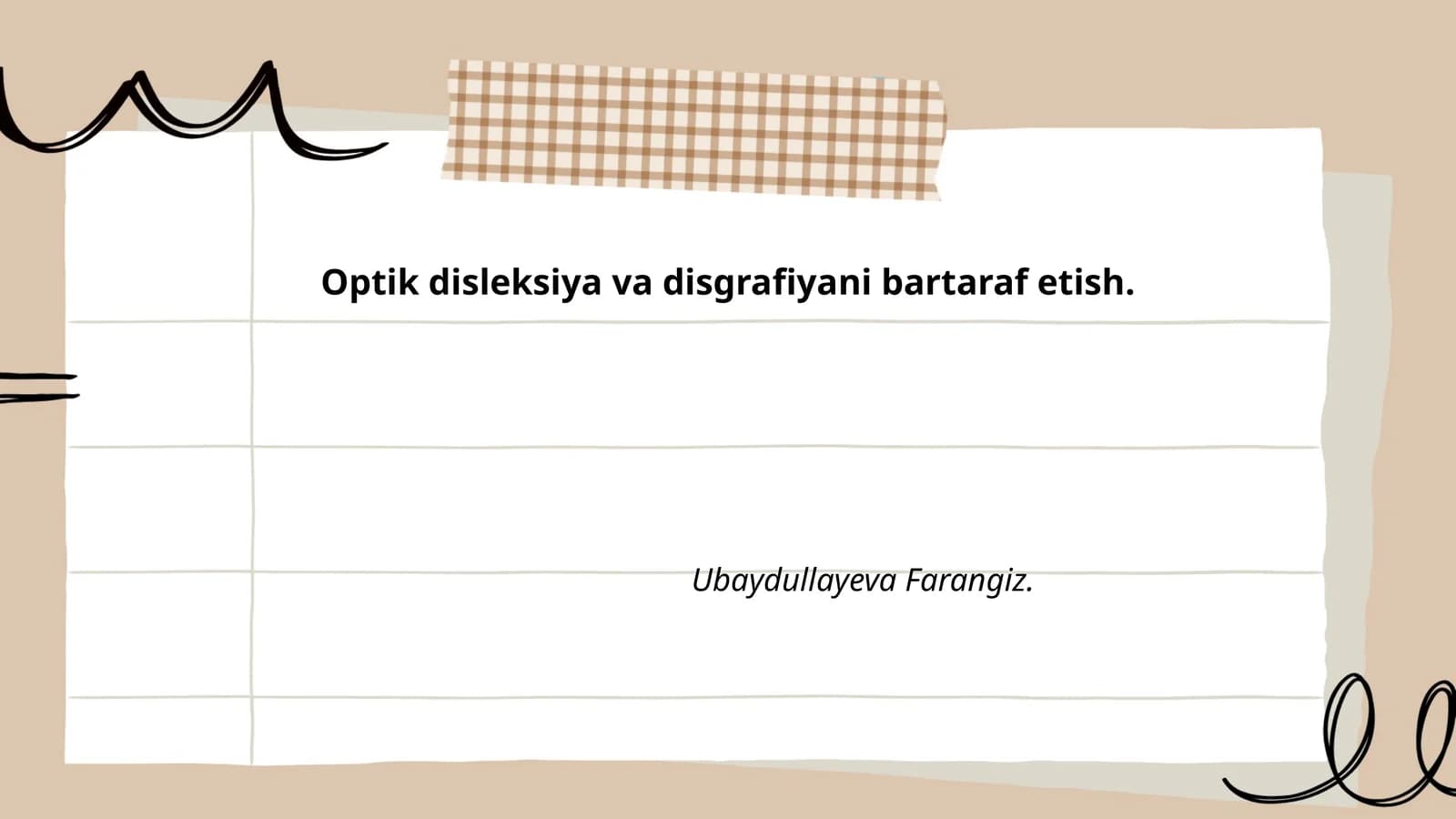 Optik disleksiya va disgrafiyani bartaraf etish