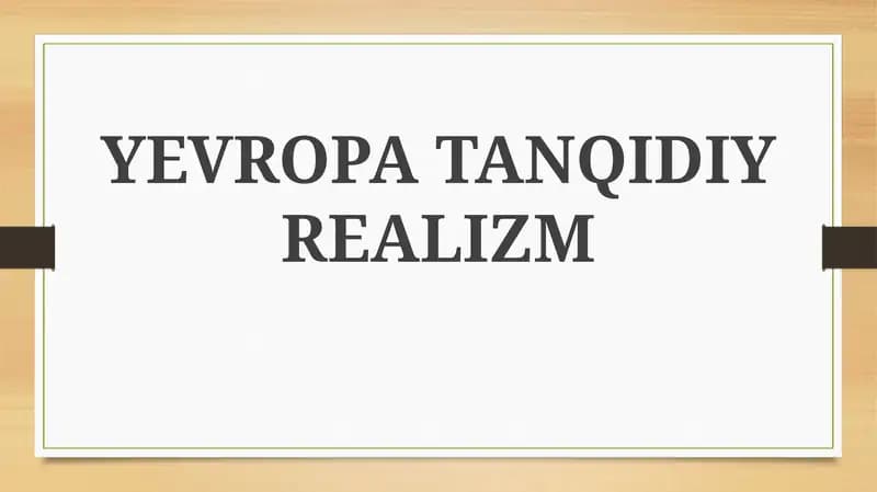 YEVROPA TANQIDIY REALIZM