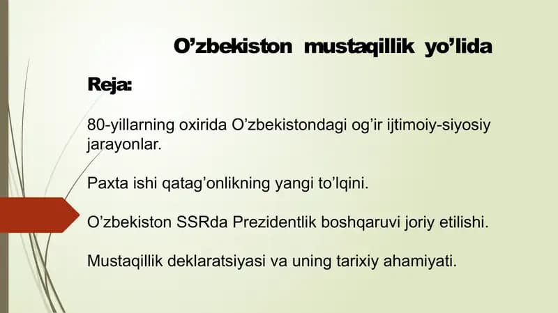 O'zbekiston mustaqillik yo'lida