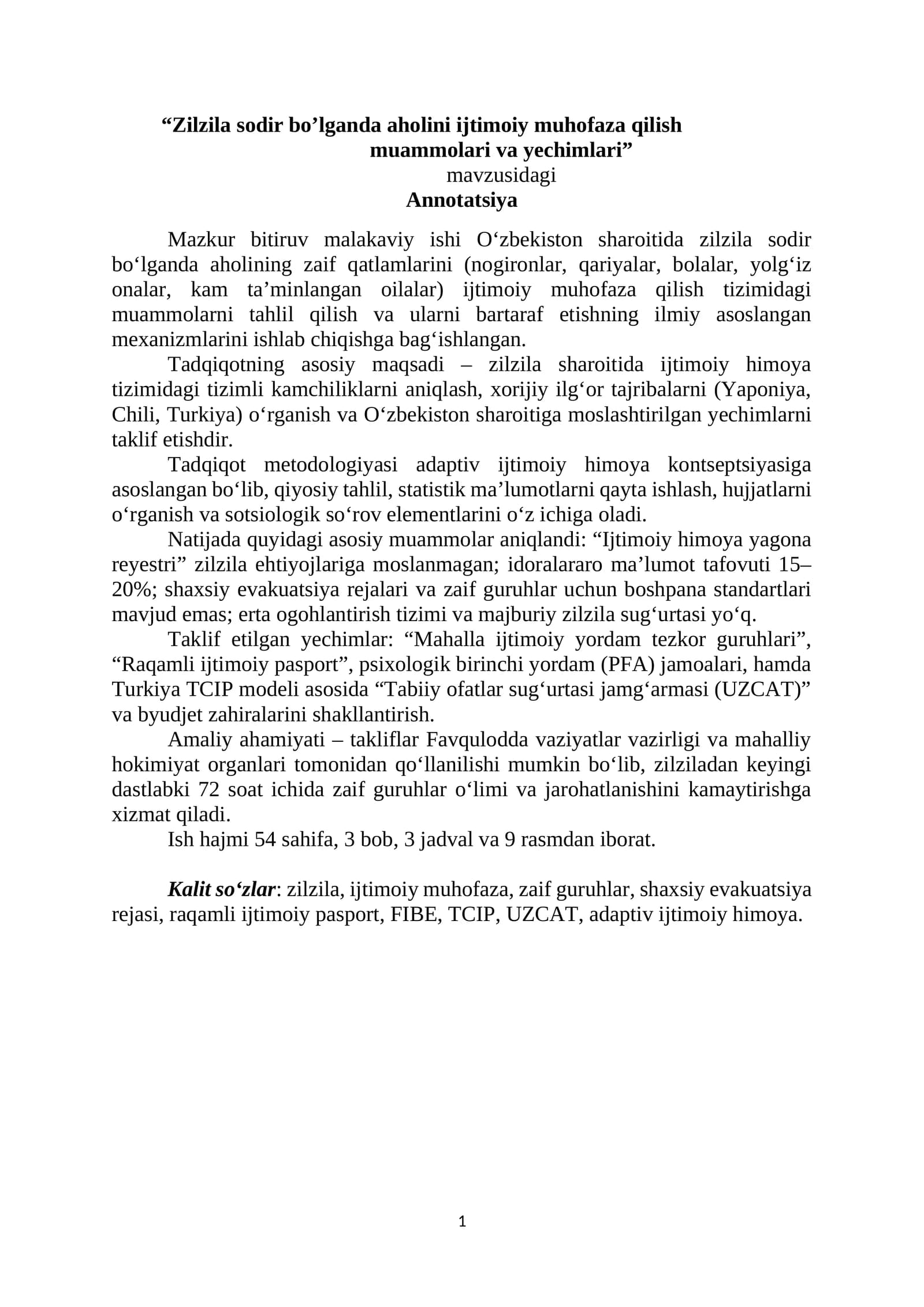BMI. Hayot faoliyati xavfsizligi fanidan