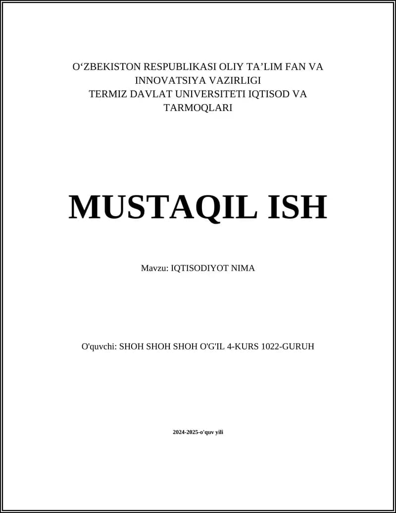 Iqtisodiyot Nima